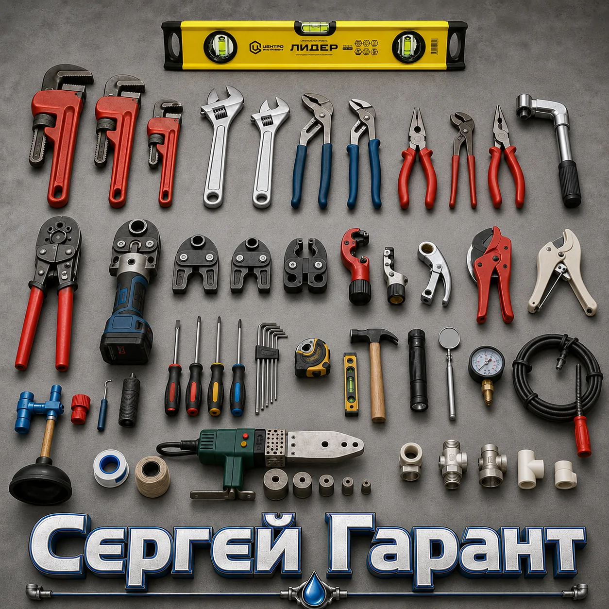 Полный комплект профессиональных сантехнических инструментов